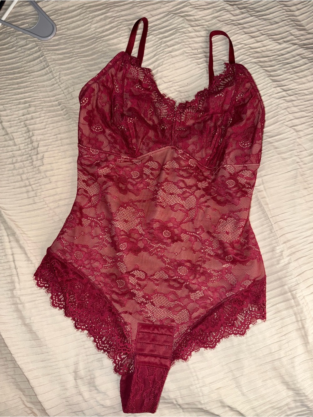 Lace Bodysuit Teddy in Burgundy - Women's Intimates